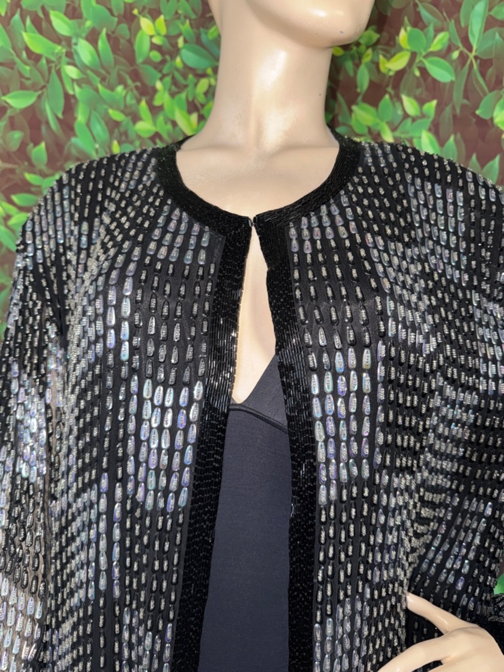 Vintage Pinky Creations Sequin / Beaded Silk Cardigan XXXL - Picture 15 of 17